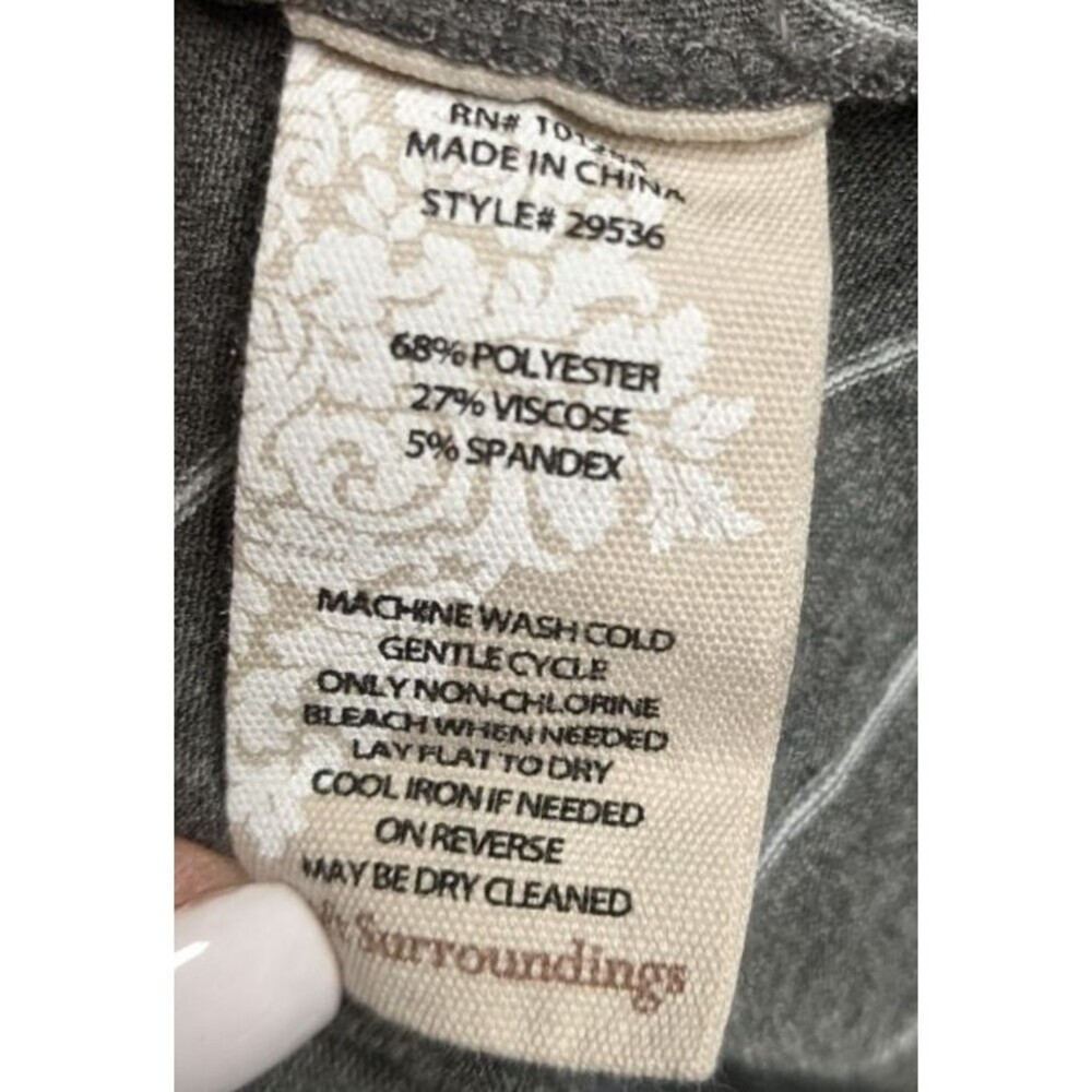 SOFT SURROUNDINGS Grey/White Slant Striped Maxi Dress Minimalist Resortwear M - Picture 11 of 11